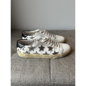 Saint Laurent Court Classic Women's Sneakers BlackWhite Metallic Stars Sz6,5